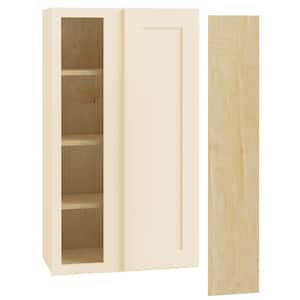 Newport Cream Painted Plywood Shaker Assembled Blind Corner Kitchen Cabinet Sft Cls L 24 in W x 12 in D x 36 in H