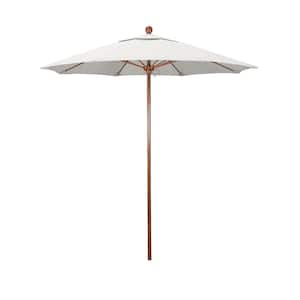 7.5 ft. Woodgrain Aluminum Commercial Market Patio Umbrella Fiberglass Ribs and Push Lift in Natural Sunbrella