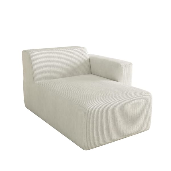 Beige Corduroy Polyester Right Arm Facing 1-Arm Chaise Lounge(Set of 1)