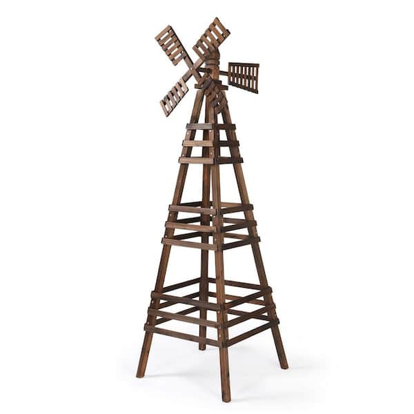 Outdoor Yard Windmill, Wooden Wind Spinner for Garden Yard Lawn Patio Decoration
