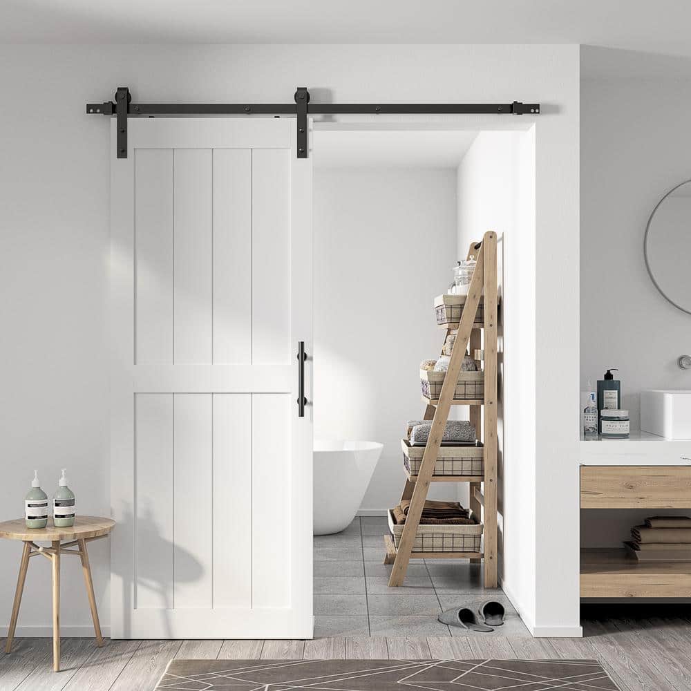 White 32" x 84" MDF Barn Door with Sliding Hardware Kit