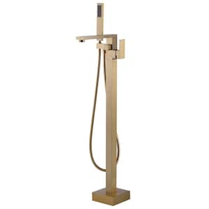 1-Handle Claw Foot Tub Faucet with Hand Shower in Brushed Gold