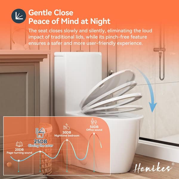 Hanikes 1-Piece 1.1/1.6 GPF Dual Flush Elongated WaterSense ADA