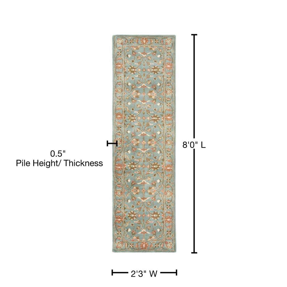 Heritage Blue Hand-Tufted Wool Runner Rug, 2'3" x 8'