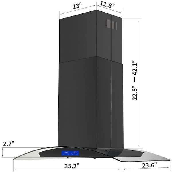 36 in 900CFM Ducted Insert Range Hood in Black Stainless