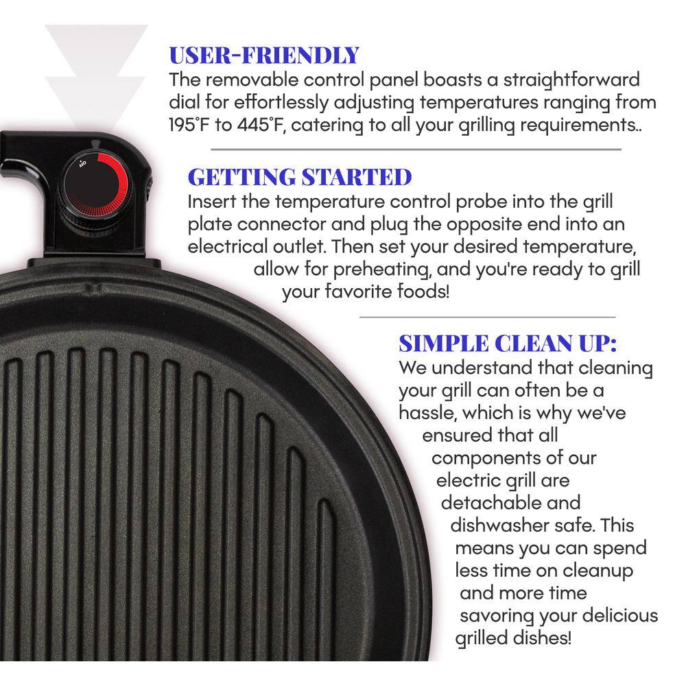 Elite Gourmet 14" Round Electric Grill with Glass Lid