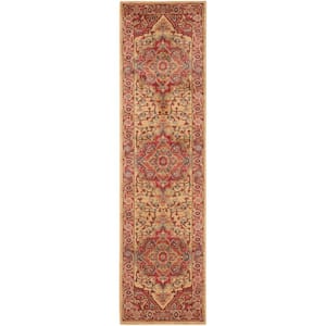 Mahal Red/Natural 2 ft. x 8 ft. Floral Border Medallion Runner Rug