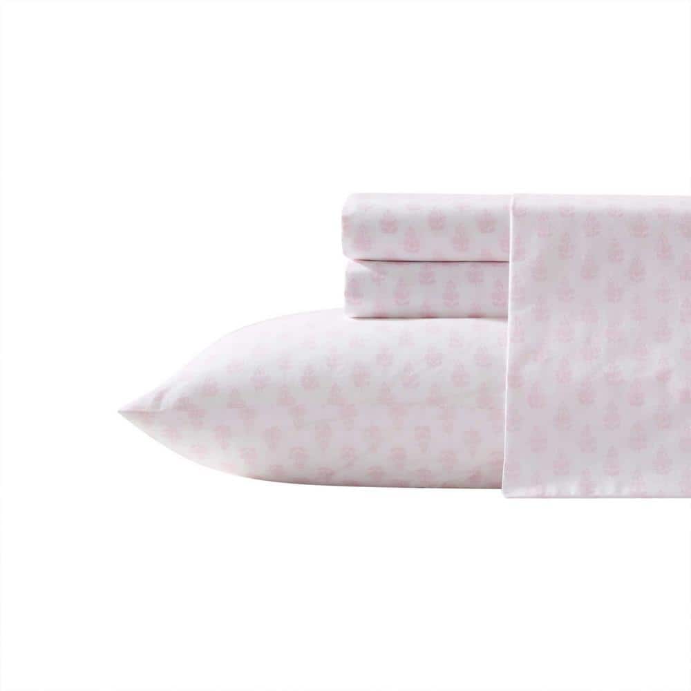 「数量限定 在庫処分セール」 Laura Ashley Percale Pink/White 4-Piece Floral Francesca トップス
