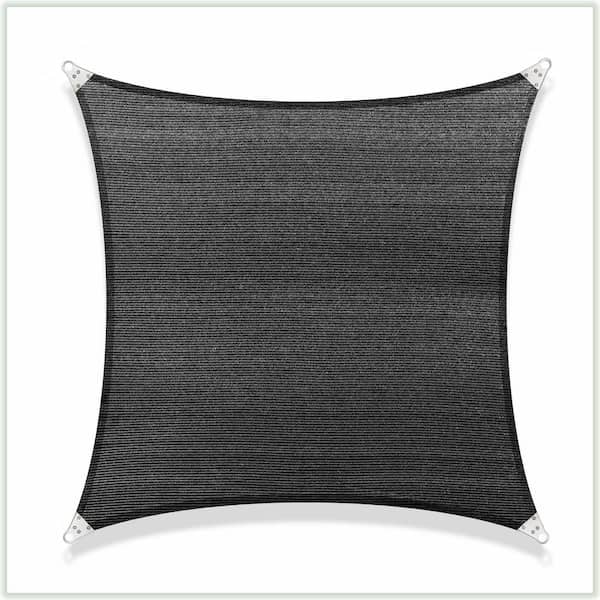 COLOURTREE 24 ft. x 24 ft. 260 GSM Reinforced (Super Ring) Black Square Sun Shade Sail Screen Canopy, Patio and Pergola Cover