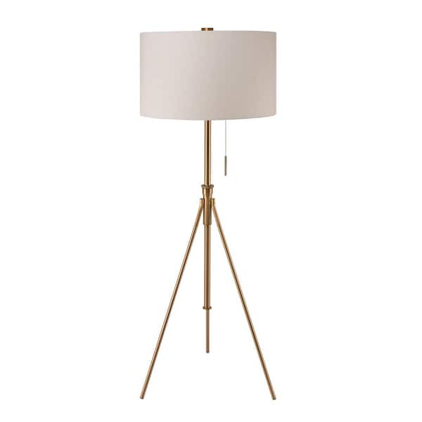 ORE International 58 in. to 72 in. H Gold Mid-Century Adjustable Tripod Floor Lamp