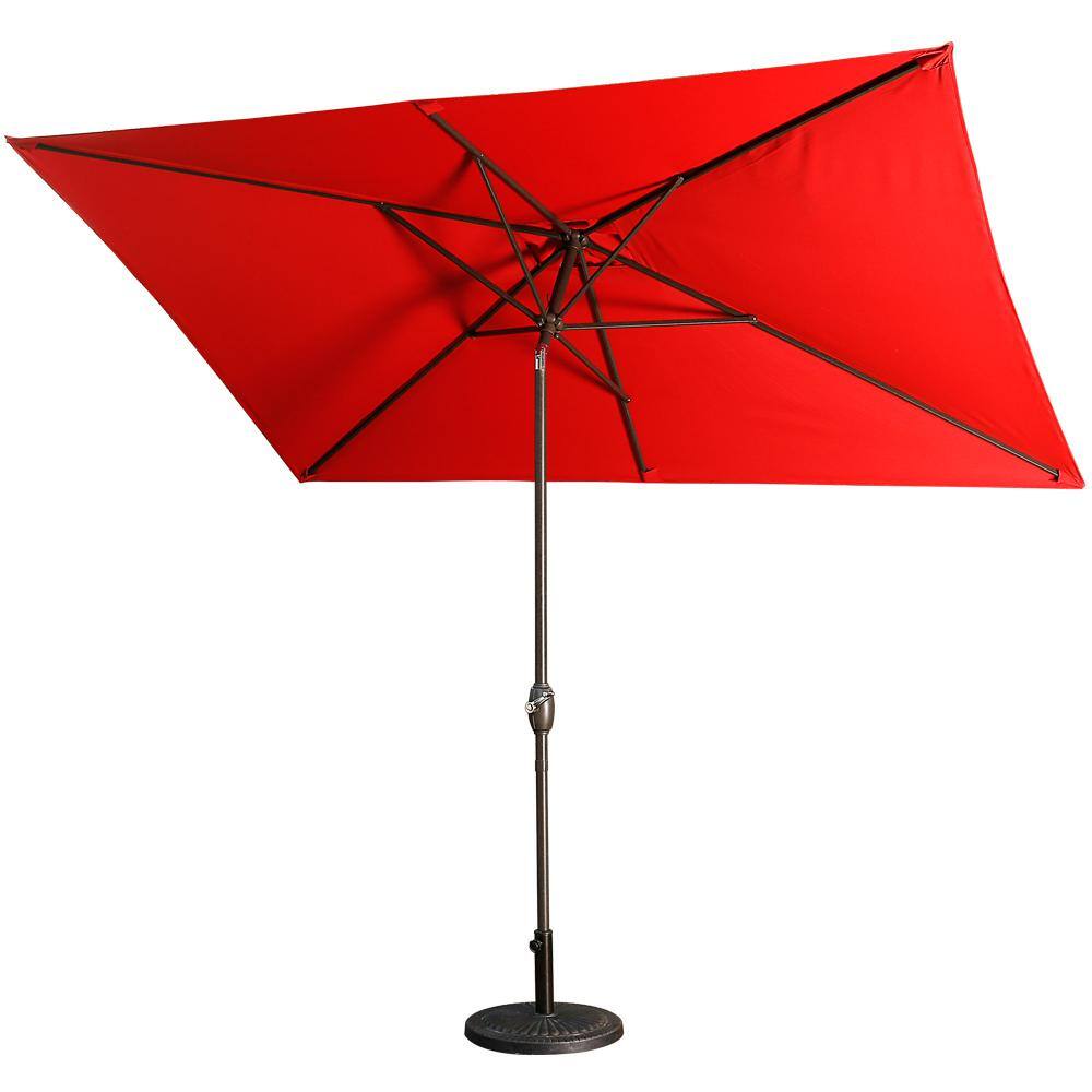 Kadehome 10 ft. Aluminum Pole Rectangular Market Patio Umbrella in Red