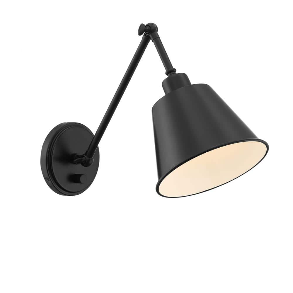 Mitchell Matte Black Steel Adjustable Arm Sconce