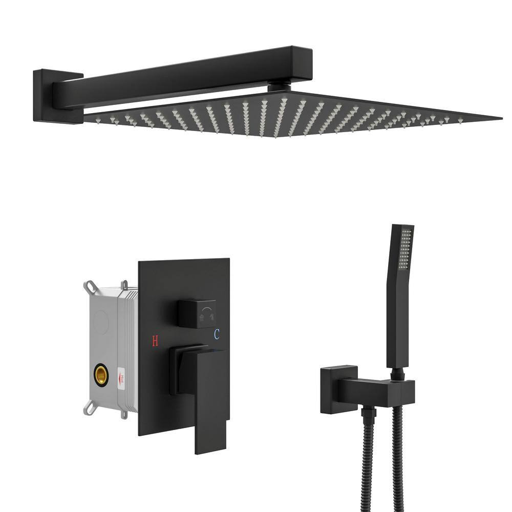 2-Spray Dual Wall Mount Fixed and Handheld Shower Head 1.8 GPM with 10 in. Square Rain Shower Head in Matte Black price history on PriceWatchPro