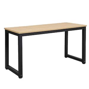 Grover 55 in. Rectangular Natural/Black Computer Desk with Adjustable Height Feature