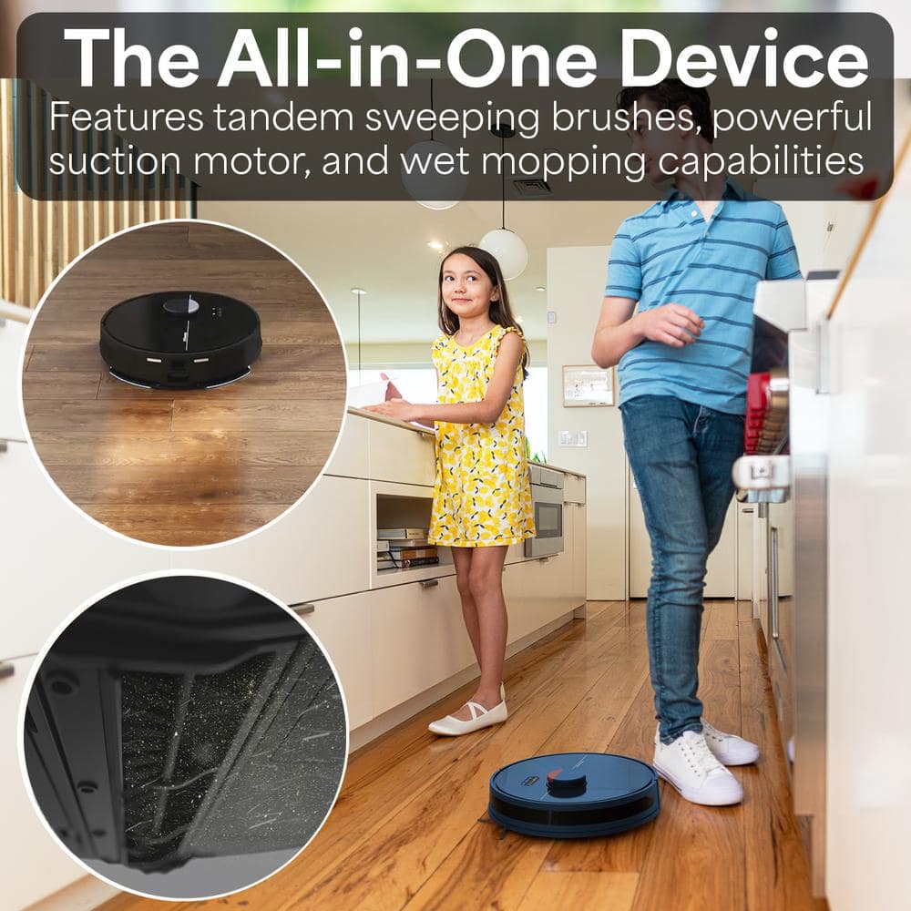 Navy Cordless Bagless Wi-Fi Robot Vacuum and Mop
