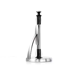 Easy Tear Paper Towel Holder Floor mounted in Silver and Black Free Standing