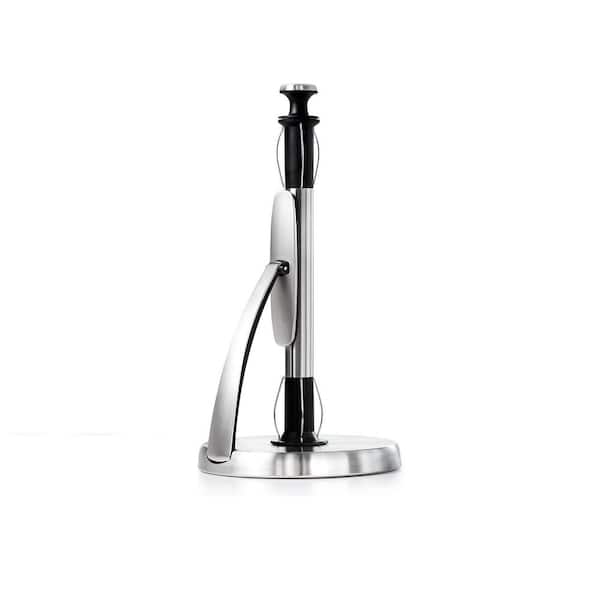 Adrinfly Easy Tear Paper Towel Holder Floor Mounted in Silver and Black Free Standing
