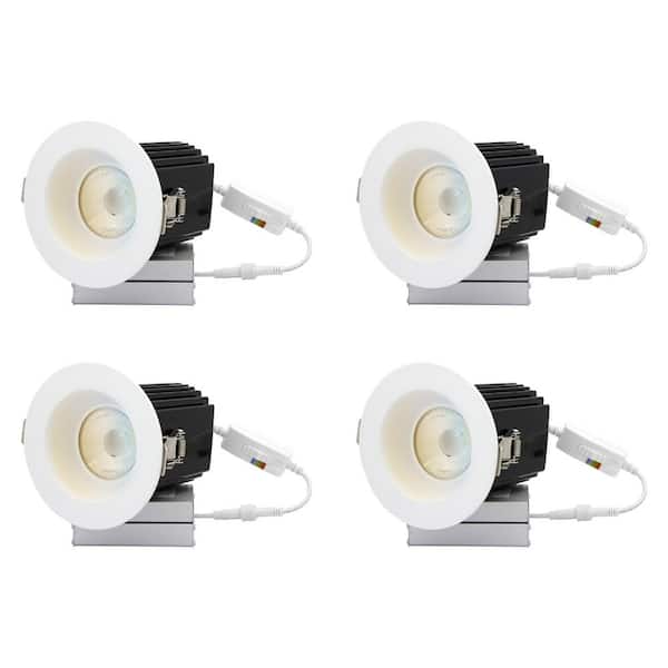 Sunlite 4 in. 27K, 30K, 35K, 40K, 50K New Construction Remodel 1 in. Lens 75-Watt Equivalent Regressed Downlight (4-Pack )