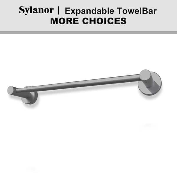 NestPro 16 in. -27 in. Adjustable Expandable Wall Mounted Towel Bar for Bathroom Kitchen in Gun Grey