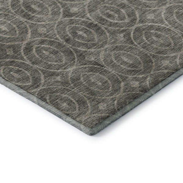 Mayfield Premium Machine Washable Abstract AMF1227 Pewter 3 ft. x 4 ft. Area Rug