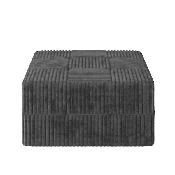 Gray Corduroy Fabric Modular 33.1 in. Space-Efficient Design Compressed Ottoman