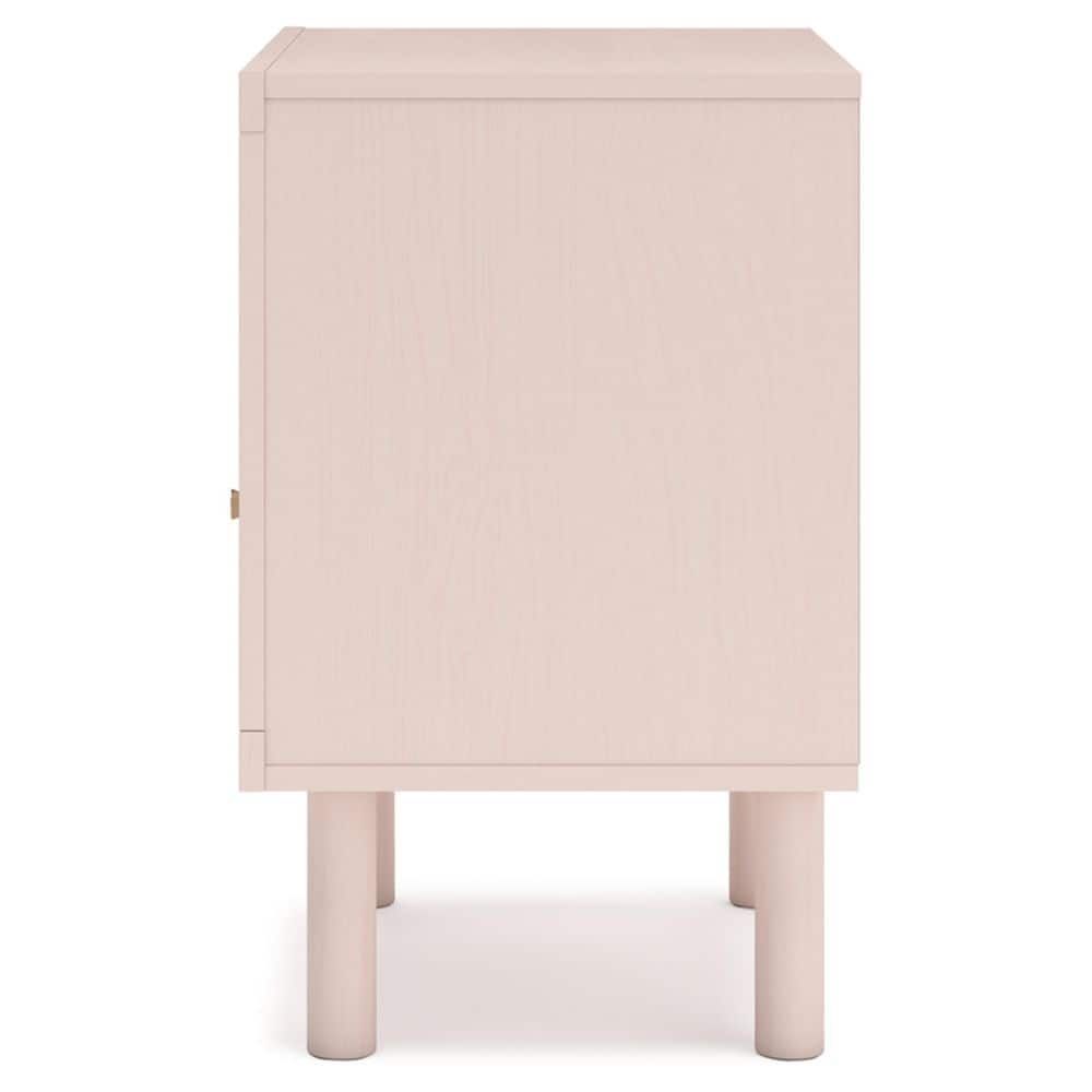 Blush Pink Transitional Nightstand with USB Ports and 1 Drawer