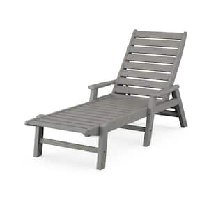 Grant Park Slate Grey Chaise Lounge with Arms