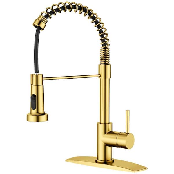 Single Handlem Deck Mount Standard Kitchen Faucet Kitchen Sink Faucet 1 Hole or 3 Hole in Brushed Gold