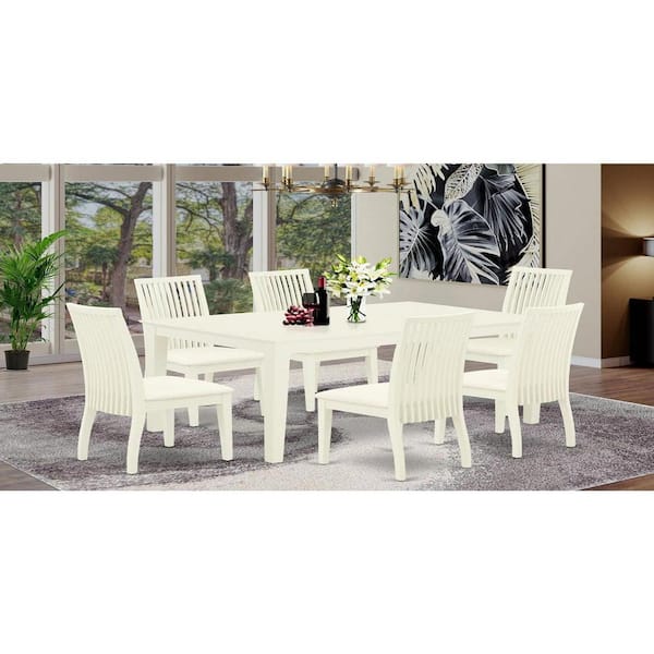 Seven Piece White Dining Set with Six Chairs Seven Piece White Dining Set with Six Chairs