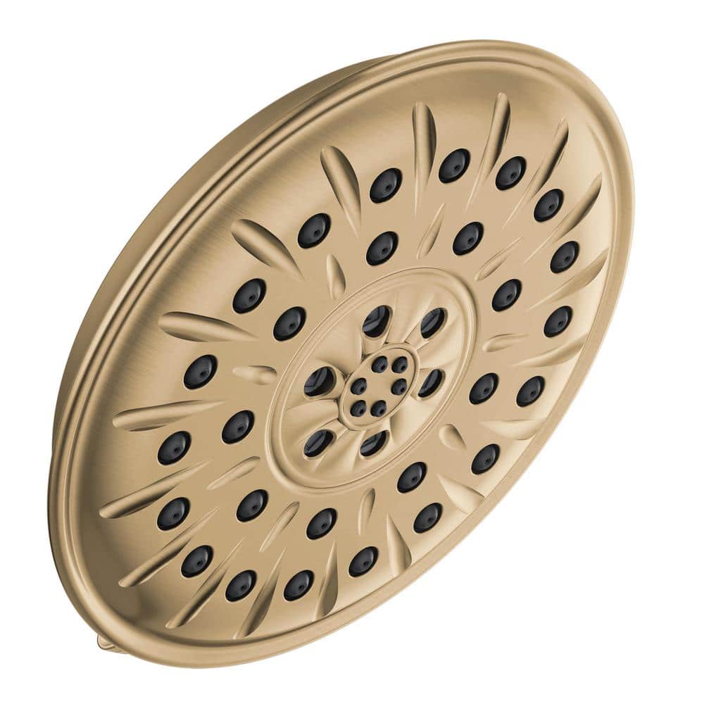 Delta 4-Spray Patterns 1.75 GPM 8.25 in. Wall Mount Fixed Shower Head with H2Okinetic in Lumicoat Champagne Bronze
