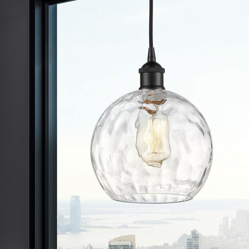 Athens Matte Black Mini Pendant Light with Clear Glass Shade