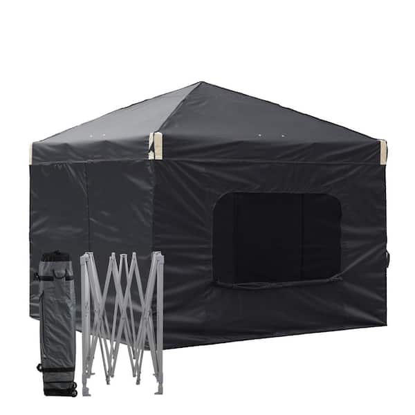Aoodor 10 ft. x 10 ft. Pop Up Canopy Tent with Removable Sidewall,with Roller Bag-Black