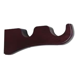 Mix and Match Wood Double Curtain Rod Brackets for 1-3/8 in. Rods in Antique Mahogany (2-Pack)