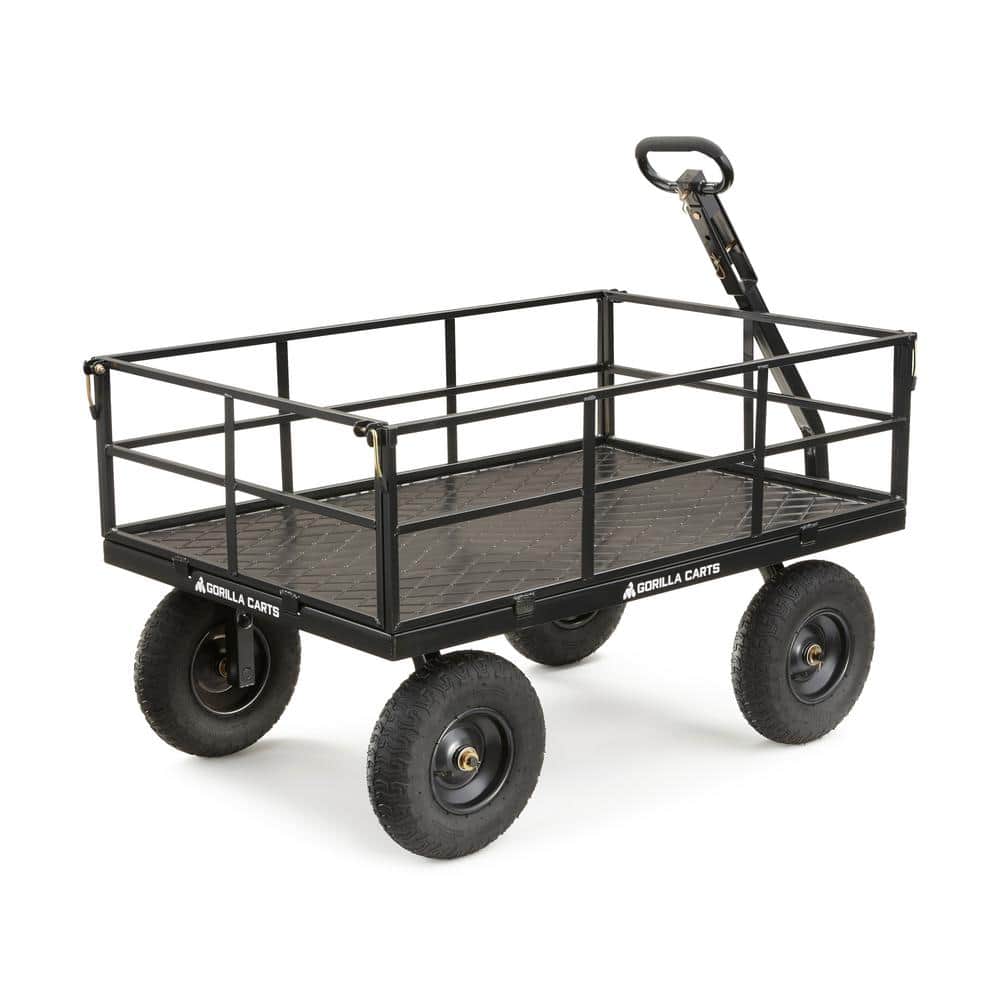 Black Heavy-Duty Steel Utility Wagon with Removable Sides
