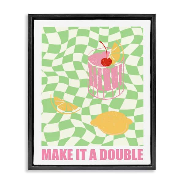 Stupell Industries Checkered Make It A Double by House of Lulu Black Floater Frame Food Graphic Art Print 31 in. x 25 in.