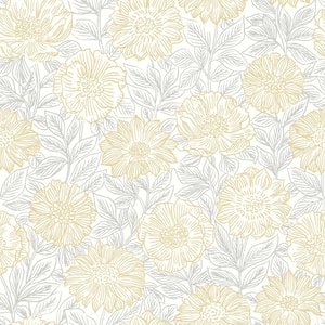 Faustin Yellow Floral Matte Pre-pasted Paper Wallpaper