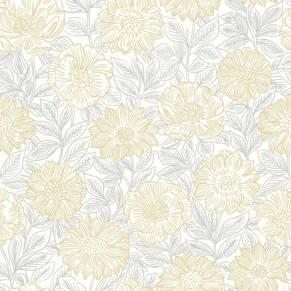 Chesapeake Faustin Yellow Floral Wallpaper Sample 4072-70048SAM - The ...