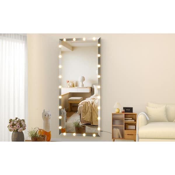 IDEAGLE 32 in. W x 72 in. H Oversized Rectangle Full Length Mirror with Lights  Vanity Mirror with 3 Color Modes Floor Mirror XS-W708125598