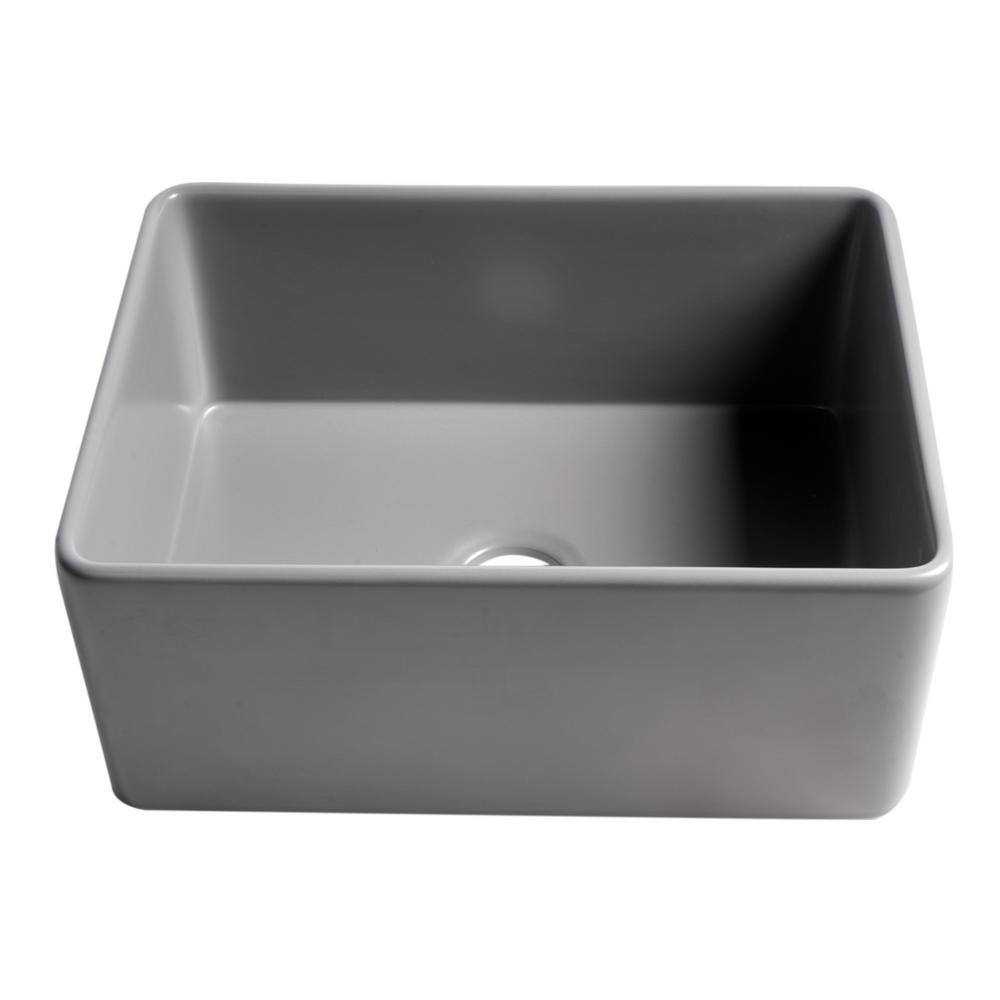 24'' Gray Matte Fireclay Farmhouse Drop-in Kitchen Sink