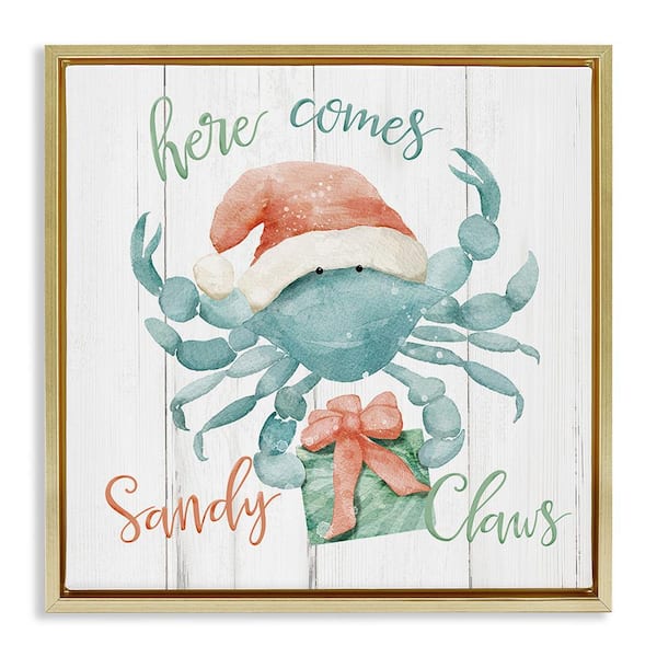 Stupell Industries Nautical Sandy Crab by Deane Beesley 1-Piece Floater Frame Graphic Print Typography Poster Art Print 18 in. x 18 in.