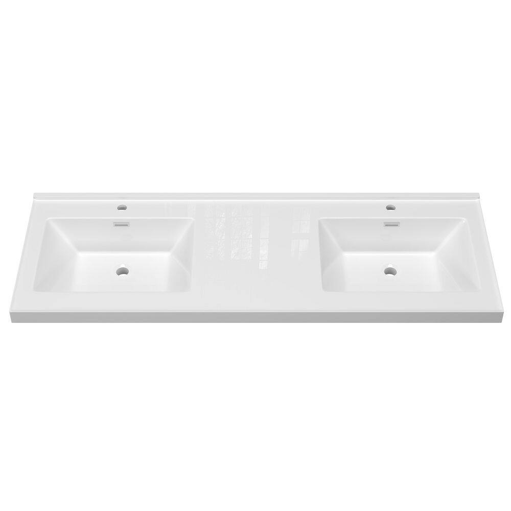 60 in. W x 22 in. D Engineered Stone White Rectangular Undermount Double Sink Vanity Top in Gray with 4 in. H Backsplash price history on PriceWatchPro
