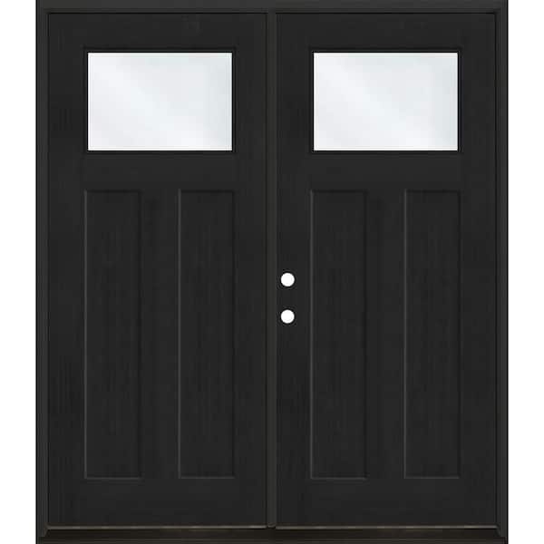 Regency 72 in. x 80 in. 1/4 TopL Clear Glass RHIS Onyx Fir Fiberglass Double Prehung Front Door with 6-9/16 Jamb