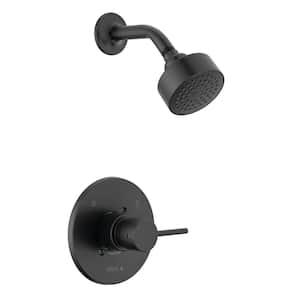 Modern Cylindrical 1-Handle Wall Mount Shower Only Trim Kit in Matte Black (Valve Not Included)