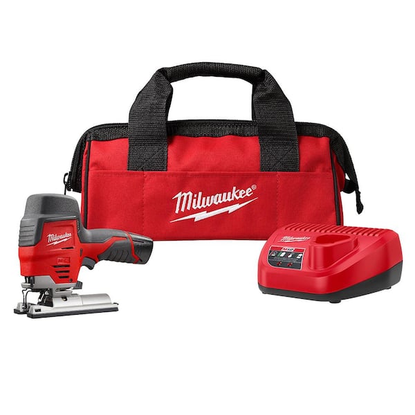 Milwaukee - M12 12V Lithium-Ion Cordless Jig Saw Kit with One 1.5 Ah Battery, Charger, Tool Bag