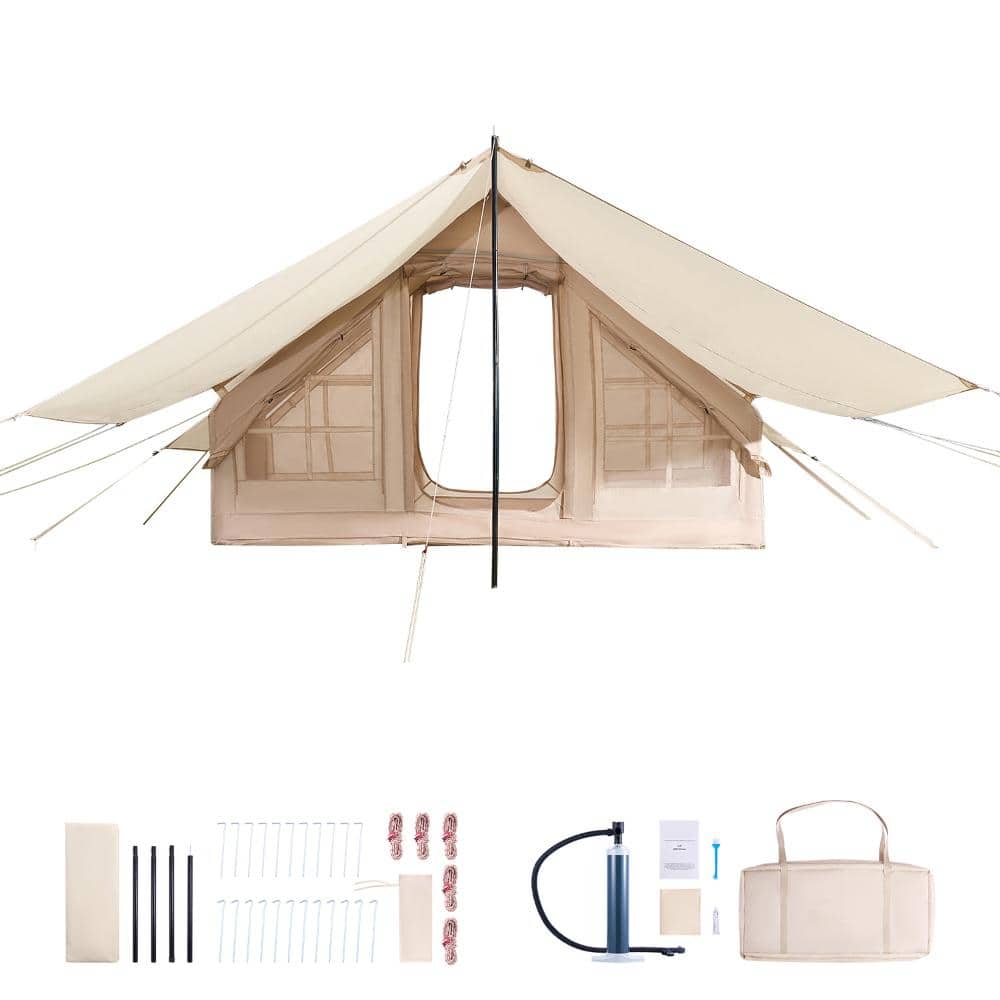Inflatable Camping Tent 3 to 5 Person 300D Oxford 65 sq. ft. with Hand Pump Stove Jack 2 Doors Canopy price history on PriceWatchPro