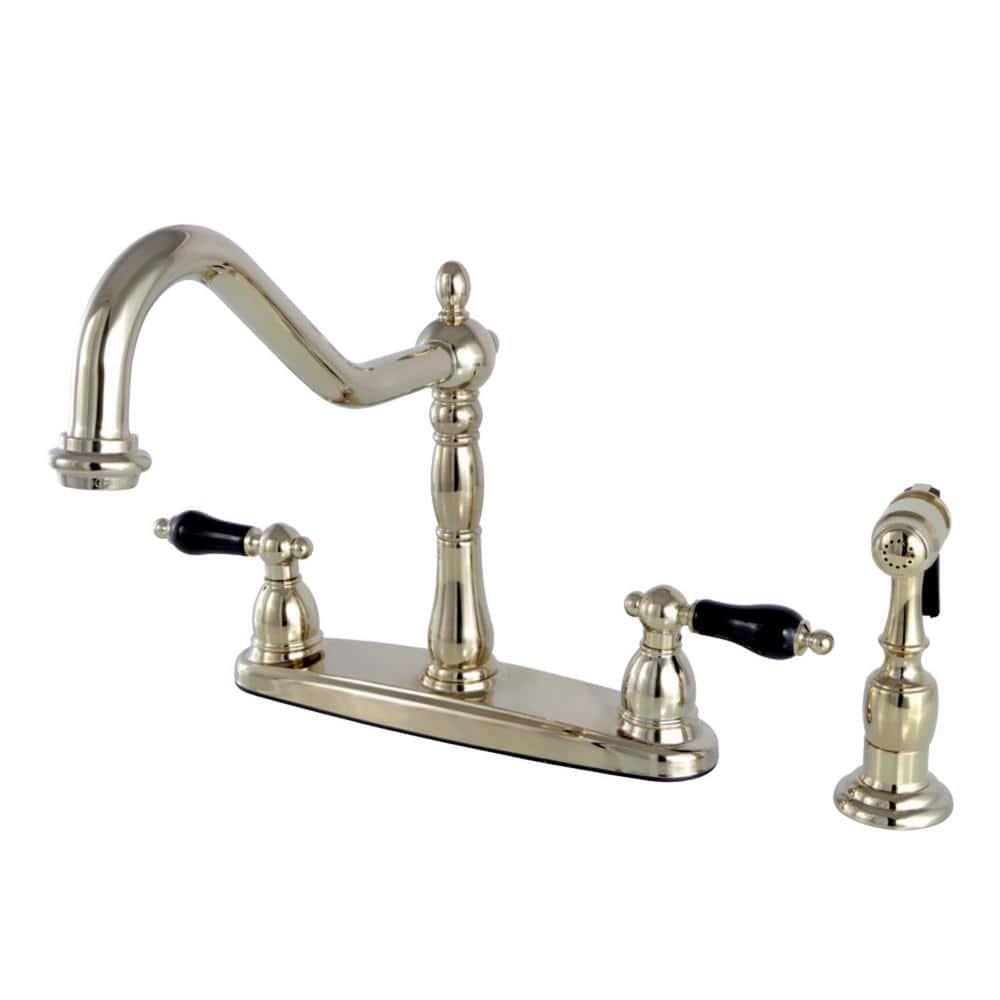 Duchess 2-Handle Standard Kitchen Faucet with Side Sprayer in Polished Brass -  Kingston Brass, HKB1752PKLBS