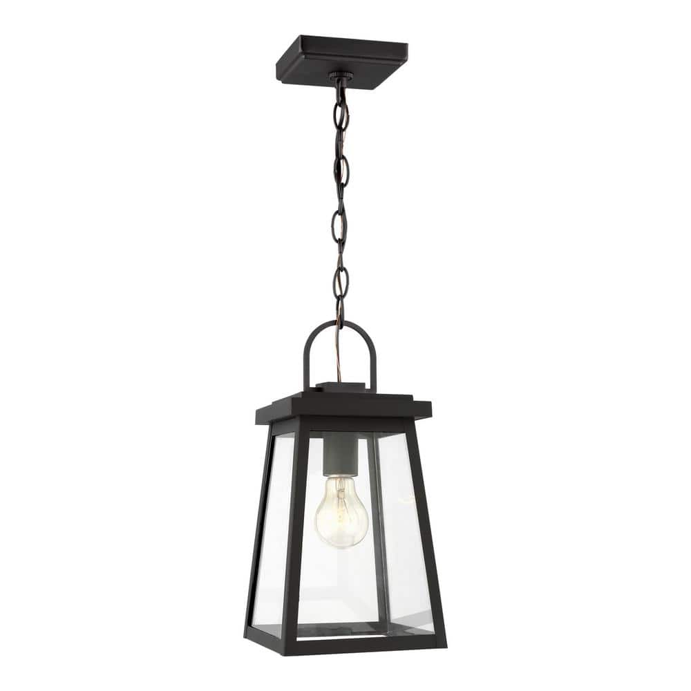 Founders 1-Light Black Transitional Exterior Outdoor Pendant Light Lantern with Clear and White Glass Panels Included price history on PriceWatchPro