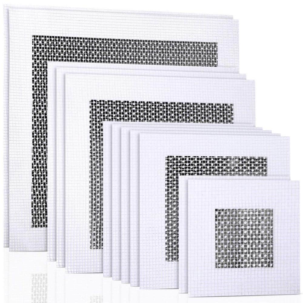 2/4/6/8 in. 12-Pieces Aluminum Drywall Hole Patch, Repair Patch Stucco Mesh