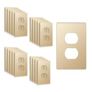 1-Gang Gold Duplex Outlet Plastic Screwless Wall Plate (20-Pack)
