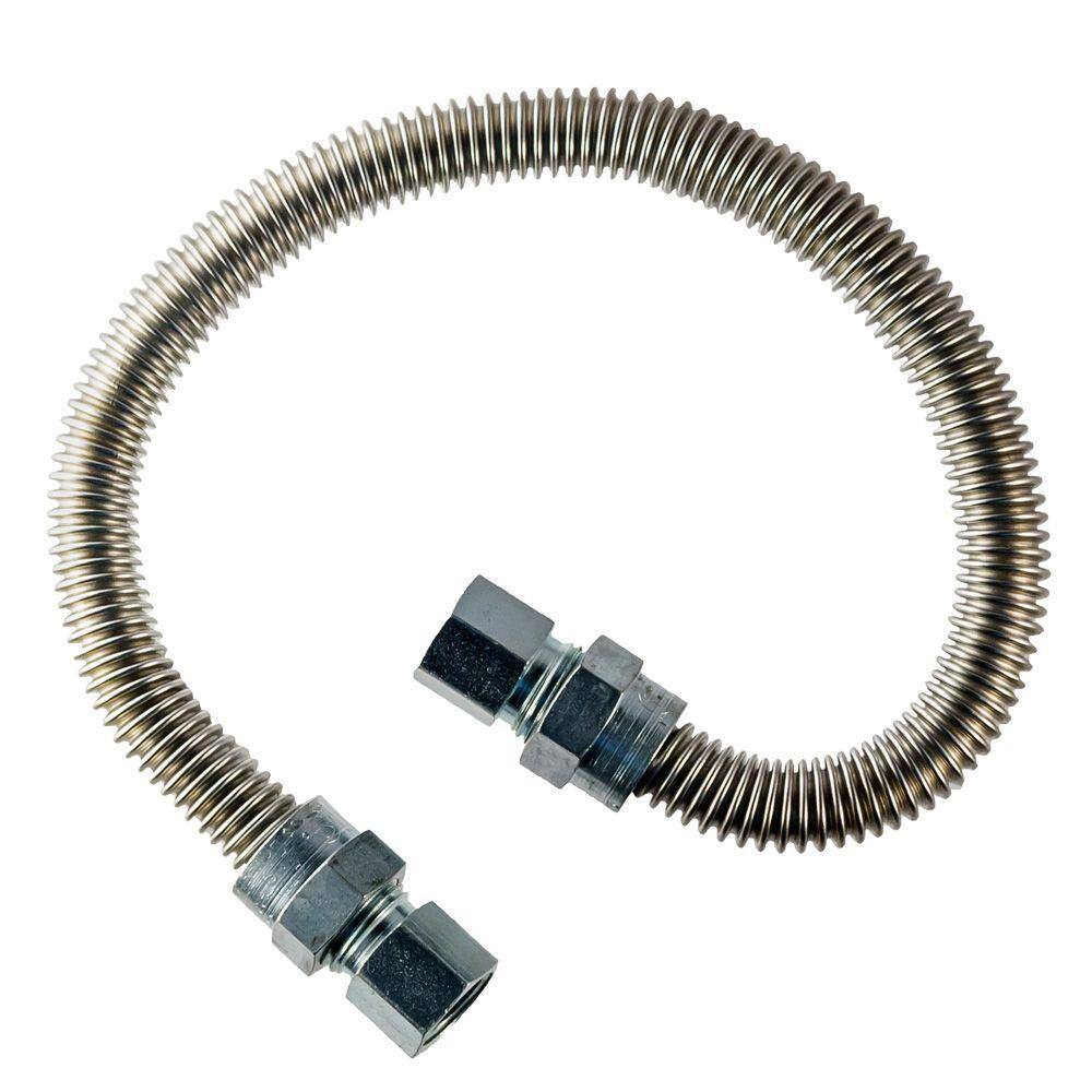 CSA Approved Flextron FTGC-SS14-72B 72 Inch Flexible Gas Line Connector with 3//8 Inch Outer Diameter /& 1//2 Inch FIP x 1//2 Inch FIP Fittings Uncoated Stainless Steel Space Heater Connectors